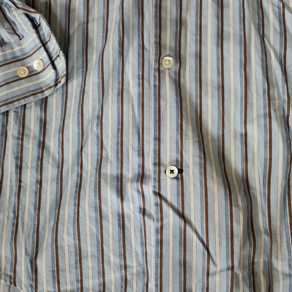 Banana Republic Men’s Button Down Shirt Large Blue Brown Stripe 16–16.5